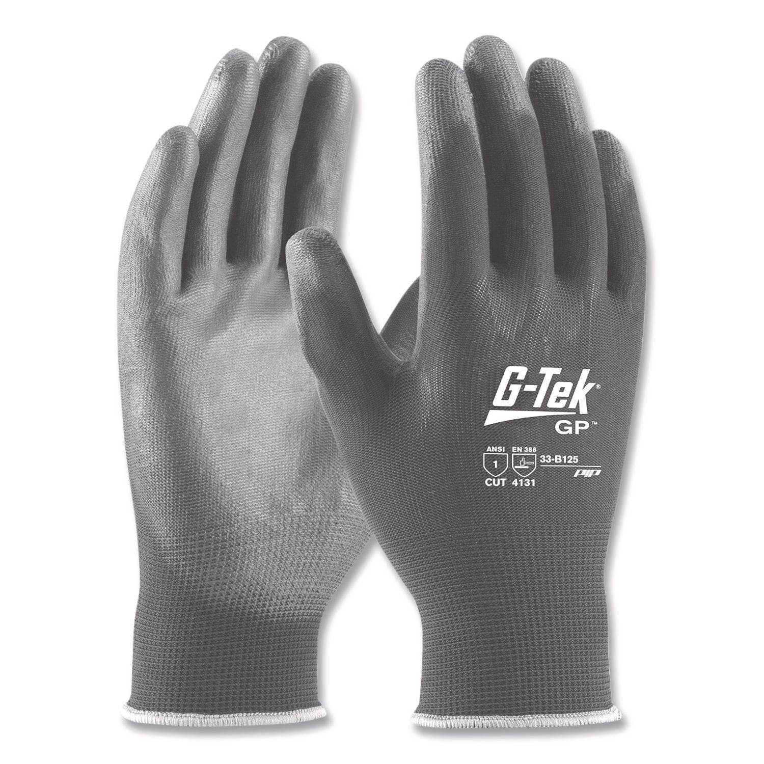 GP Polyurethane-Coated Nylon Gloves, Large, Gray, 12 Pairs