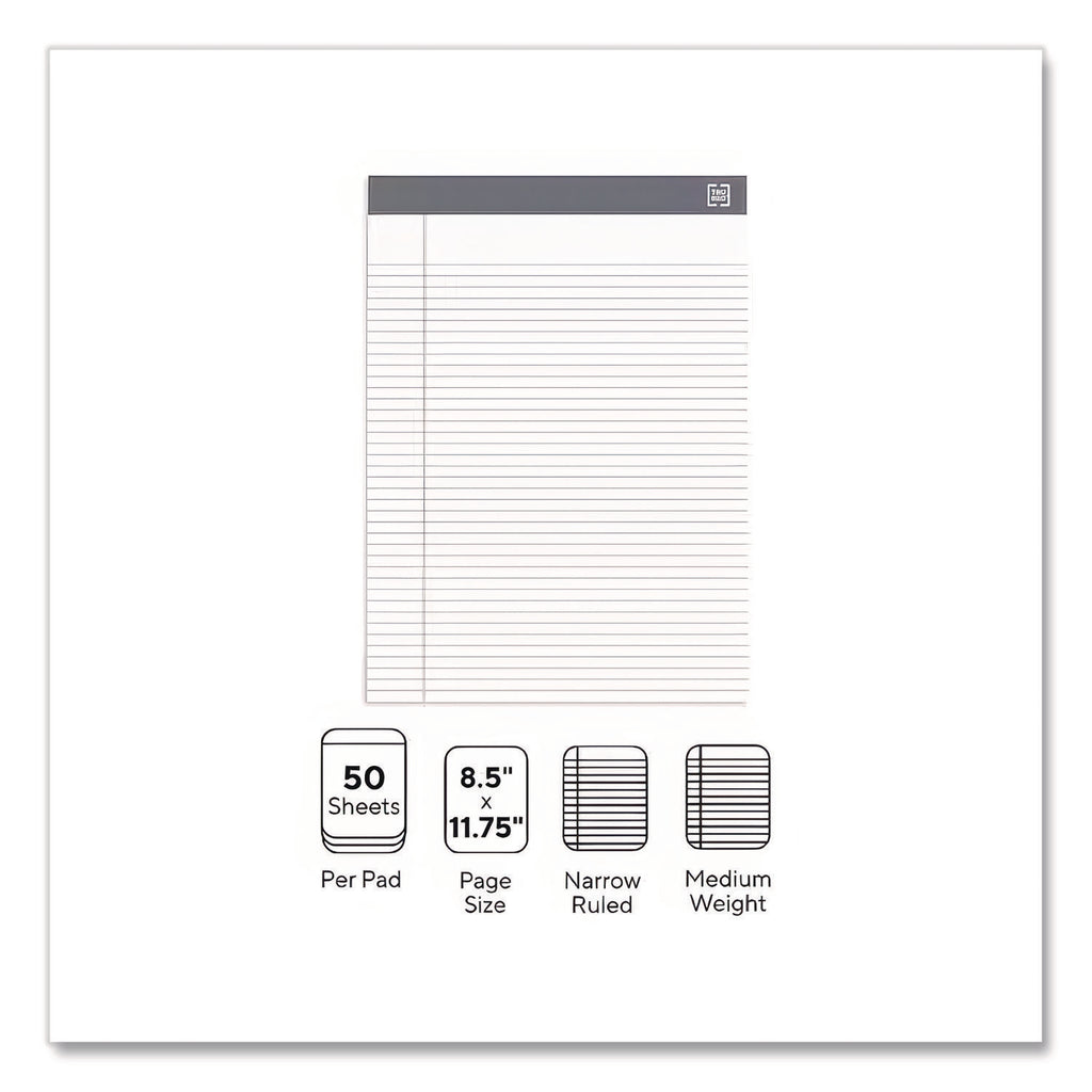 Notepads, Narrow Rule, 50 White 8.5 x 11.75 Sheets, 12/Pack