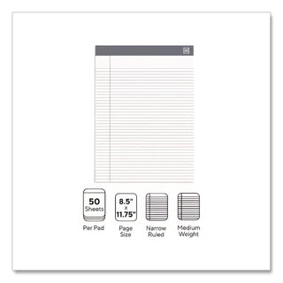 Notepads, Narrow Rule, 50 White 8.5 x 11.75 Sheets, 12/Pack