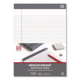 Notepads, Narrow Rule, 50 White 8.5 x 11.75 Sheets, 12/Pack