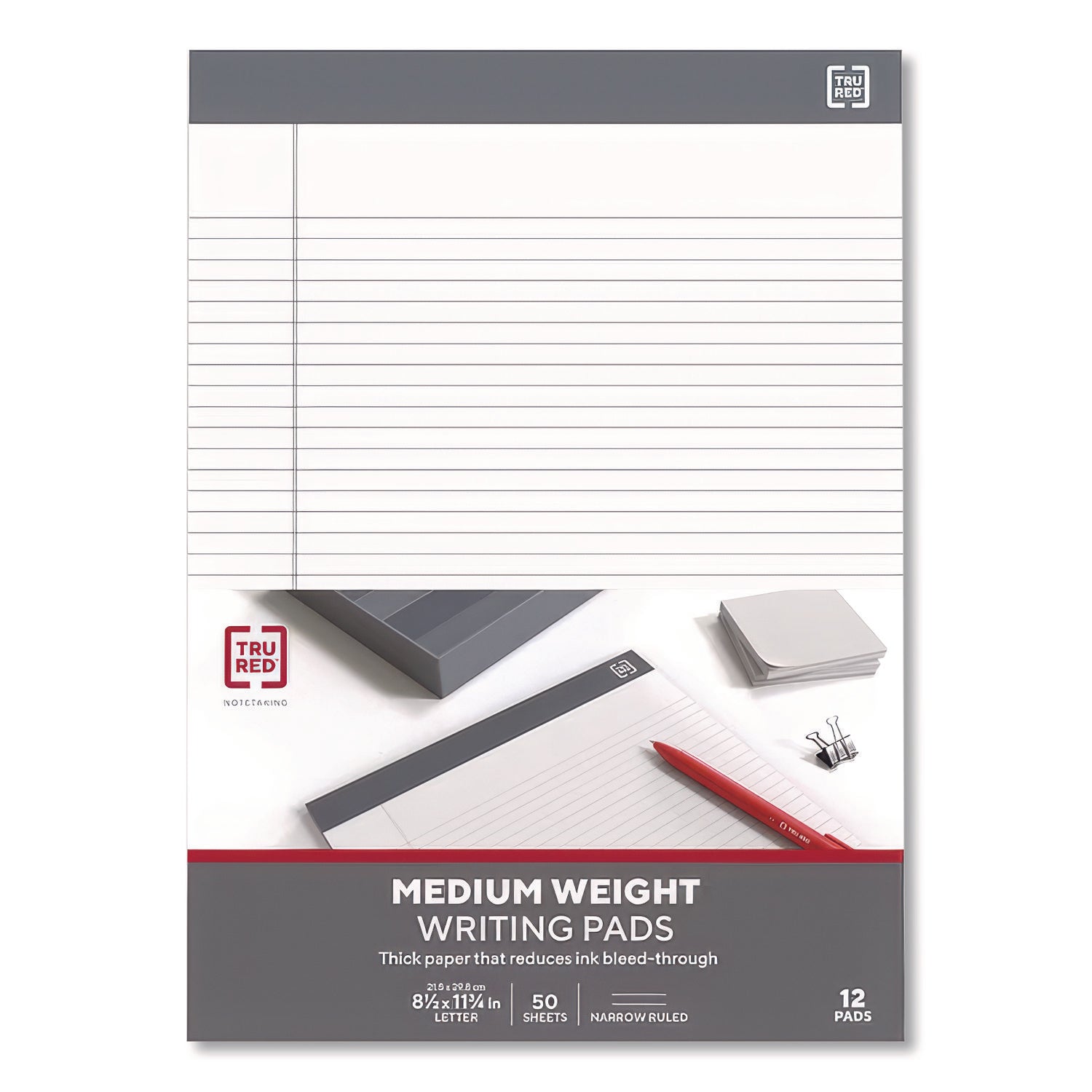 Notepads, Narrow Rule, 50 White 8.5 x 11.75 Sheets, 12/Pack