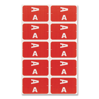 AlphaZ Color-Coded Second Letter Alphabetical Labels, A, 1 x 1.63, Red, 10/Sheet, 10 Sheets/Pack