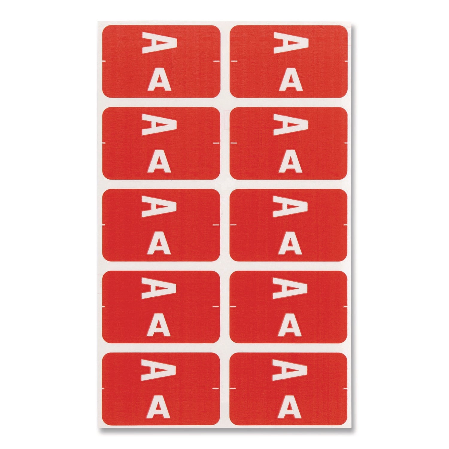 AlphaZ Color-Coded Second Letter Alphabetical Labels, A, 1 x 1.63, Red, 10/Sheet, 10 Sheets/Pack