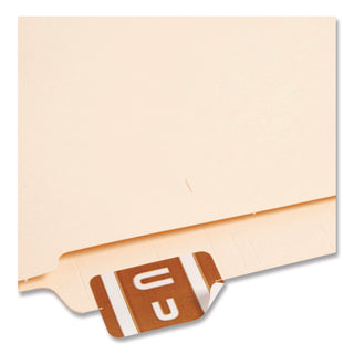 AlphaZ Color-Coded Second Letter Alphabetical Labels, U, 1 x 1.63, Dark Brown, 10/Sheet, 10 Sheets/Pack