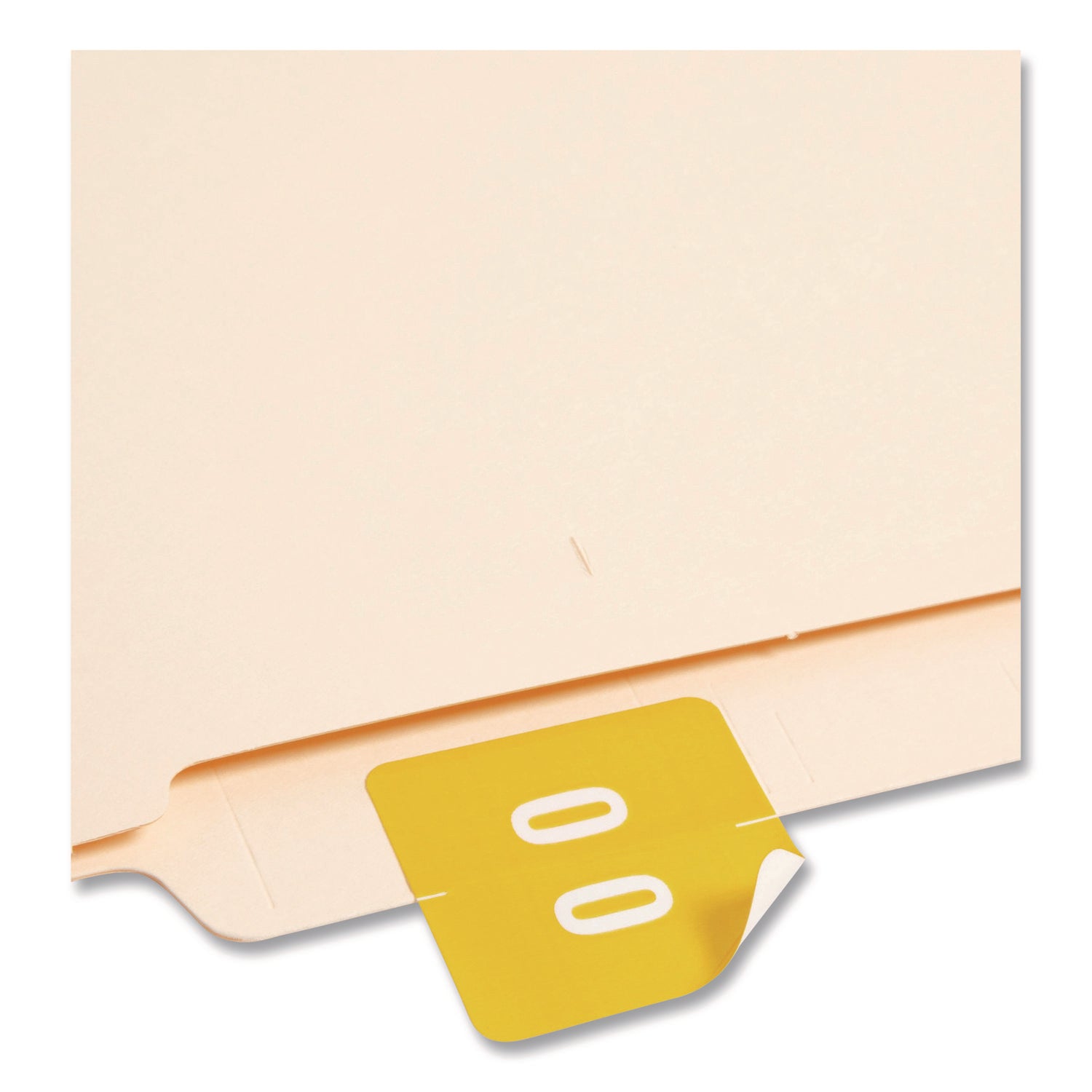 Numerical End Tab File Folder Labels, 0, 1.5 x 1.5, Yellow, 250/Roll