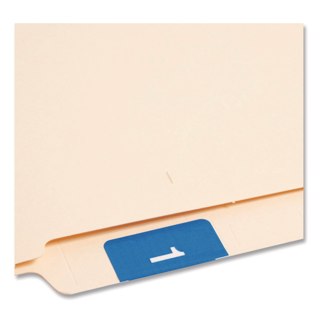 Numerical End Tab File Folder Labels, 1, 1.5 x 1.5, Light Blue, 250/Roll