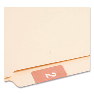 Numerical End Tab File Folder Labels, 2, 1.5 x 1.5, Pink, 250/Roll