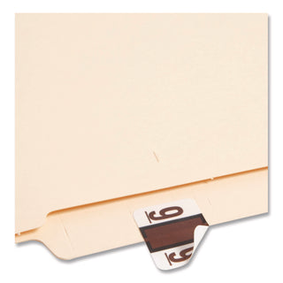 Numerical End Tab File Folder Labels, 9, 1 x 1.25, White, 500/Roll