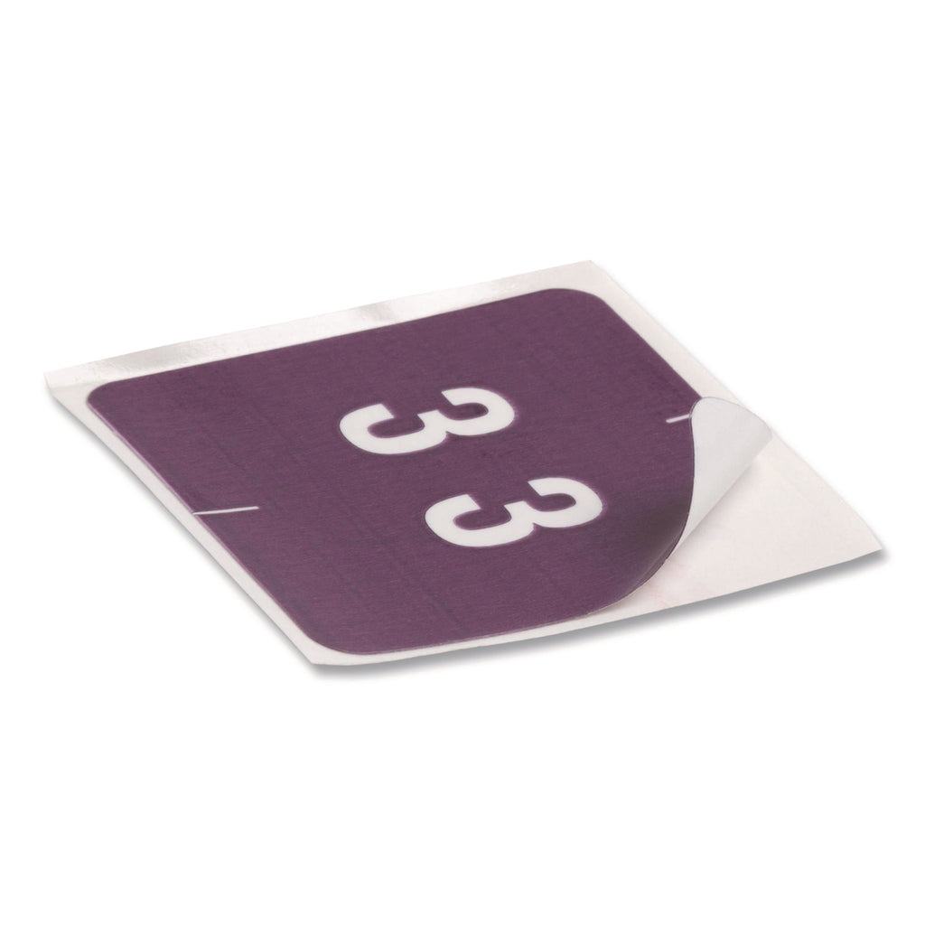 Numerical End Tab File Folder Labels, 3, 1.5 x 1.5, Purple, 250/Roll