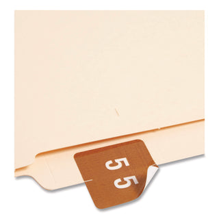 Numerical End Tab File Folder Labels, 5, 1.5 x 1.5, Brown, 250/Roll