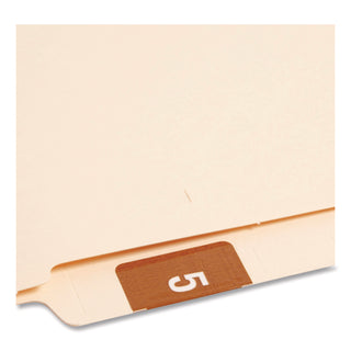 Numerical End Tab File Folder Labels, 5, 1.5 x 1.5, Brown, 250/Roll
