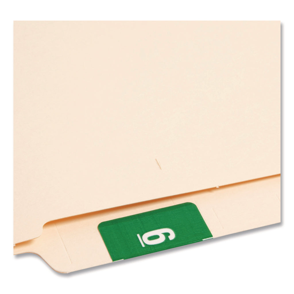 Numerical End Tab File Folder Labels, 6, 1.5 x 1.5, Green, 250/Roll