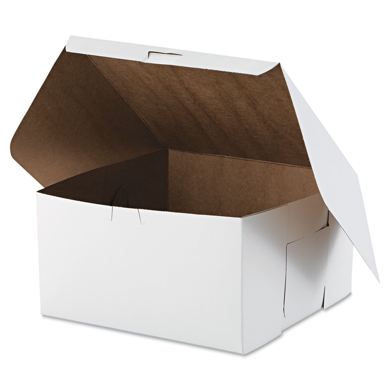 White One-Piece Non-Window Bakery Boxes, 10 x 10 x 5.5, White, Paper, 100/Carton - 