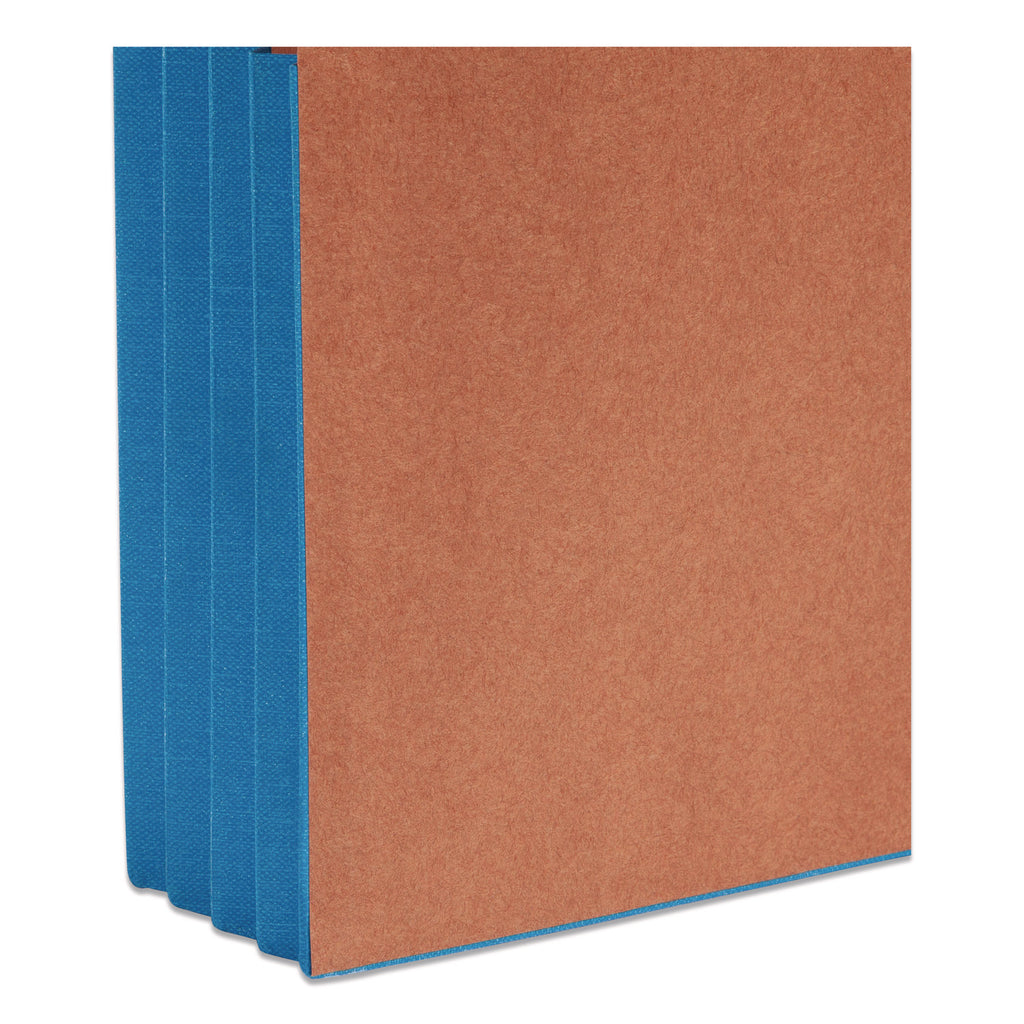 Redrope Drop-Front End Tab File Pockets, Fully Lined 6.5" High Gussets, 3.5" Expansion, Legal Size, Redrope/Blue, 10/Box