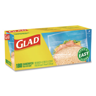 Fold-Top Sandwich Bags, 6.5" x 5.5", Clear, 180/Box, 12 Boxes/Carton
