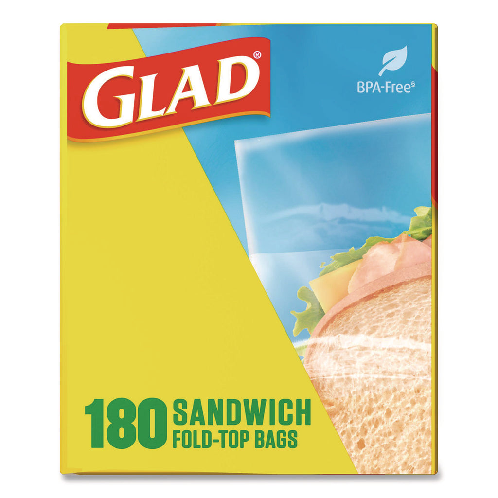 Fold-Top Sandwich Bags, 6.5" x 5.5", Clear, 180/Box, 12 Boxes/Carton