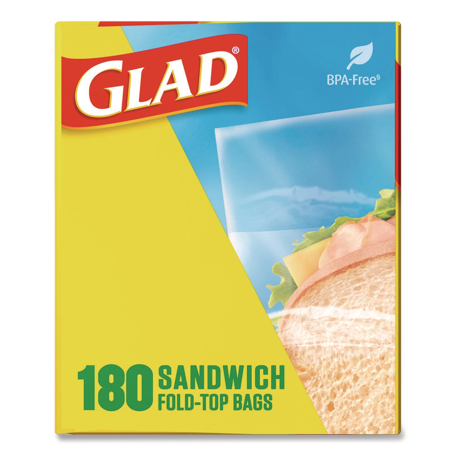 Fold-Top Sandwich Bags, 6.5" x 5.5", Clear, 180/Box, 12 Boxes/Carton