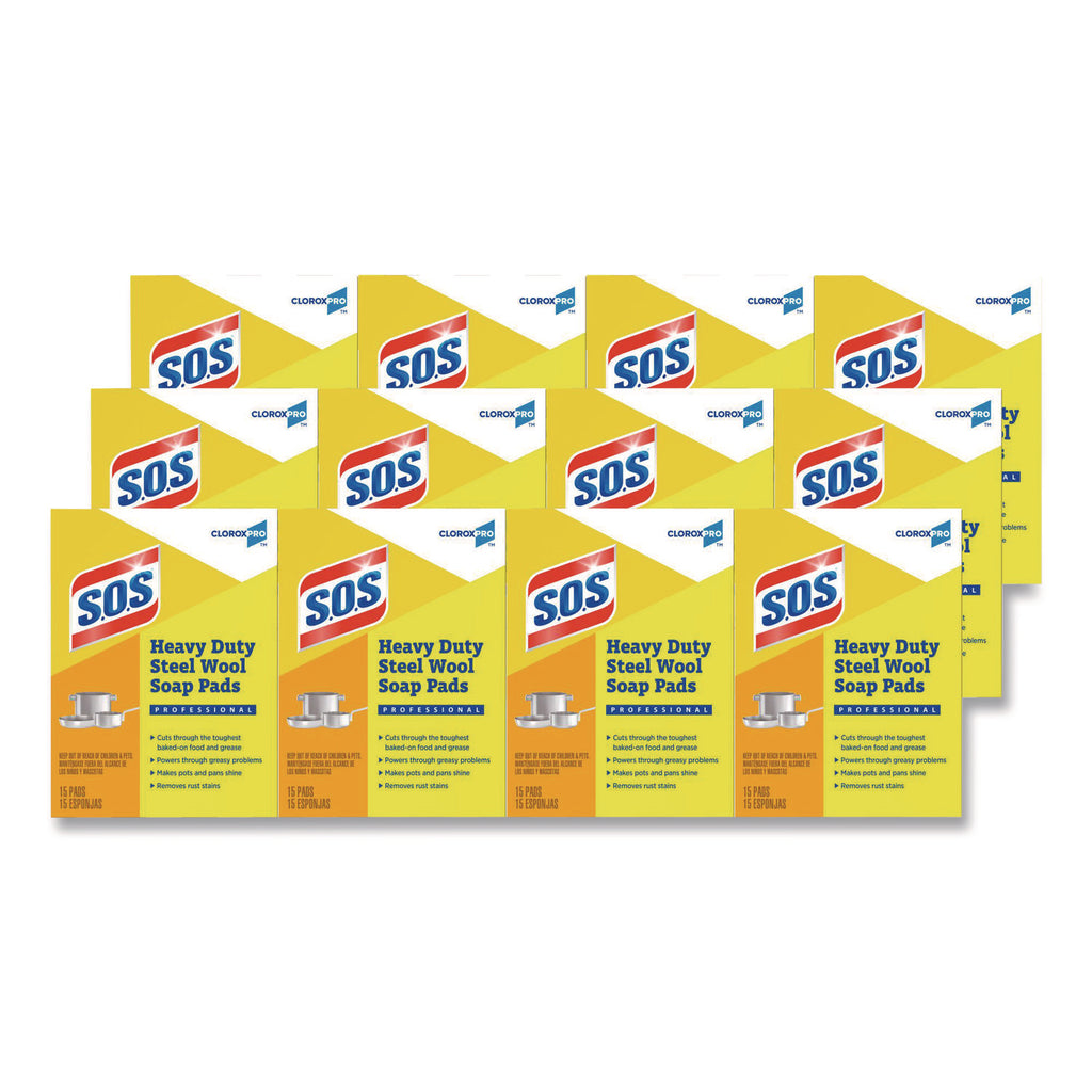 Steel Wool Soap Pads, 2.4 x 3, Steel, 15 Pads/Box, 12 Boxes/Carton