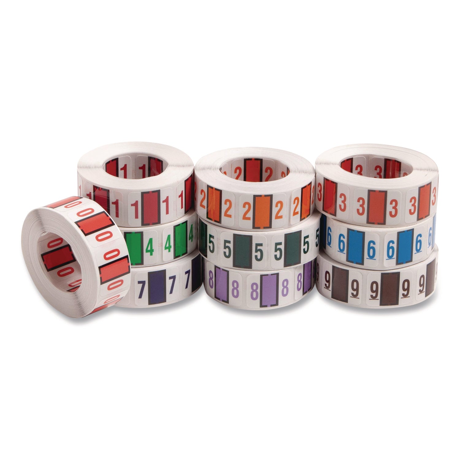 Numerical End Tab File Folder Labels, 0-9, 1 x 1.25, White, 500/Roll, 10 Rolls/Box