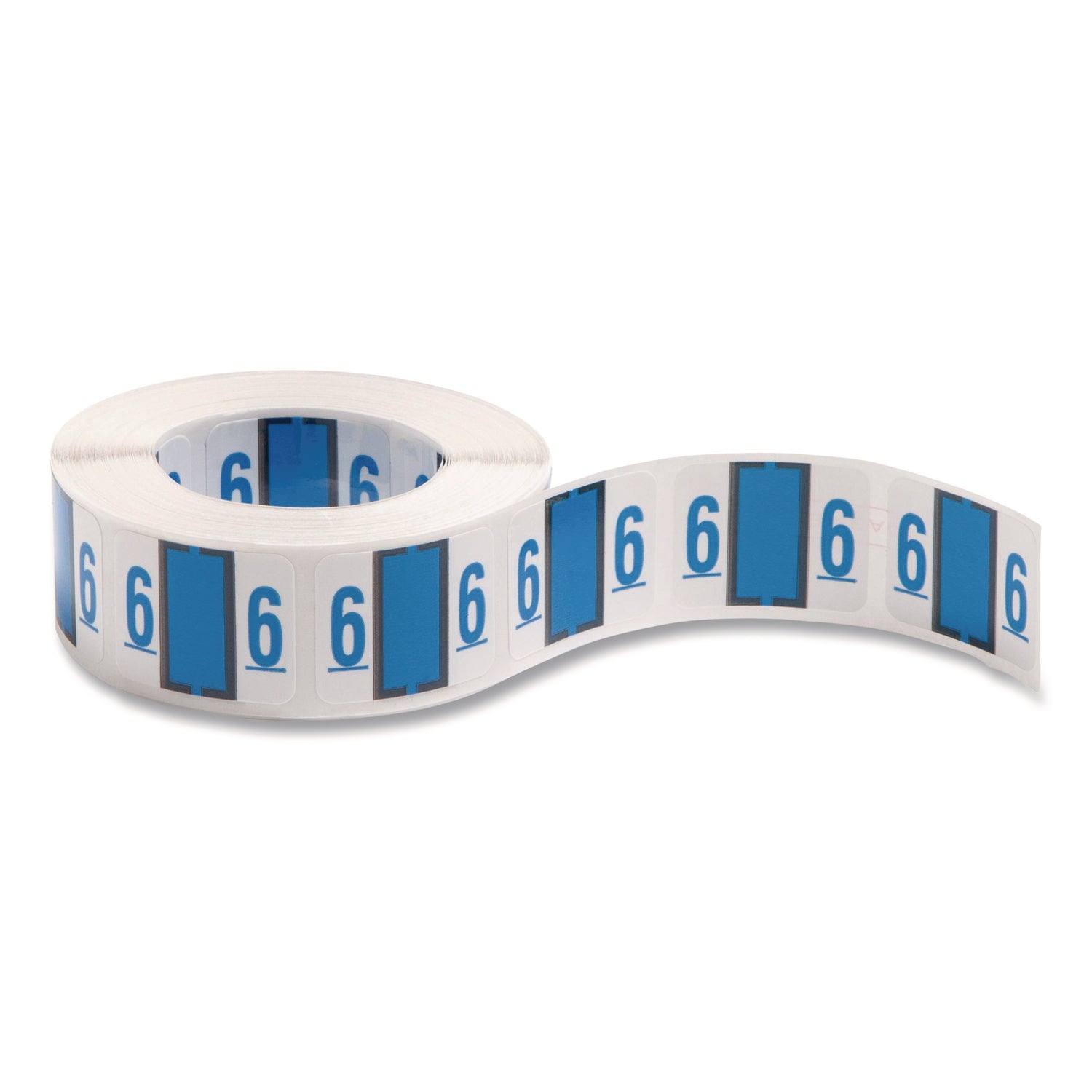 Numerical End Tab File Folder Labels, 6, 1 x 1.25, White, 500/Roll