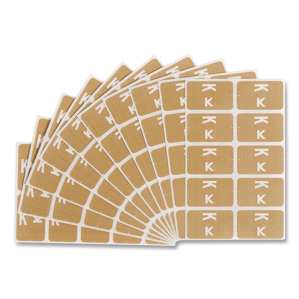 AlphaZ Color-Coded Second Letter Alphabetical Labels, K, 1 x 1.63, Light Brown, 10/Sheet, 10 Sheets/Pack