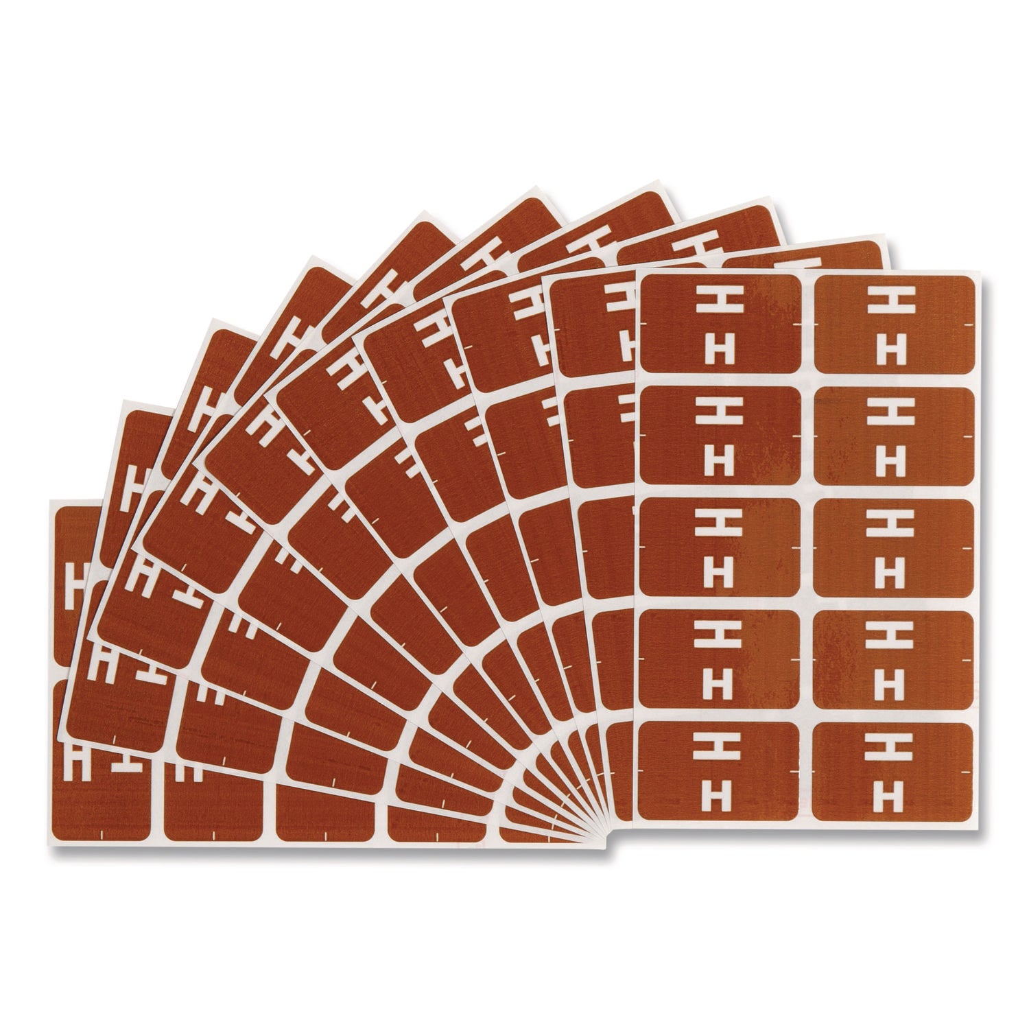 AlphaZ Color-Coded Second Letter Alphabetical Labels, H, 1 x 1.63, Dark Brown, 10/Sheet, 10 Sheets/Pack