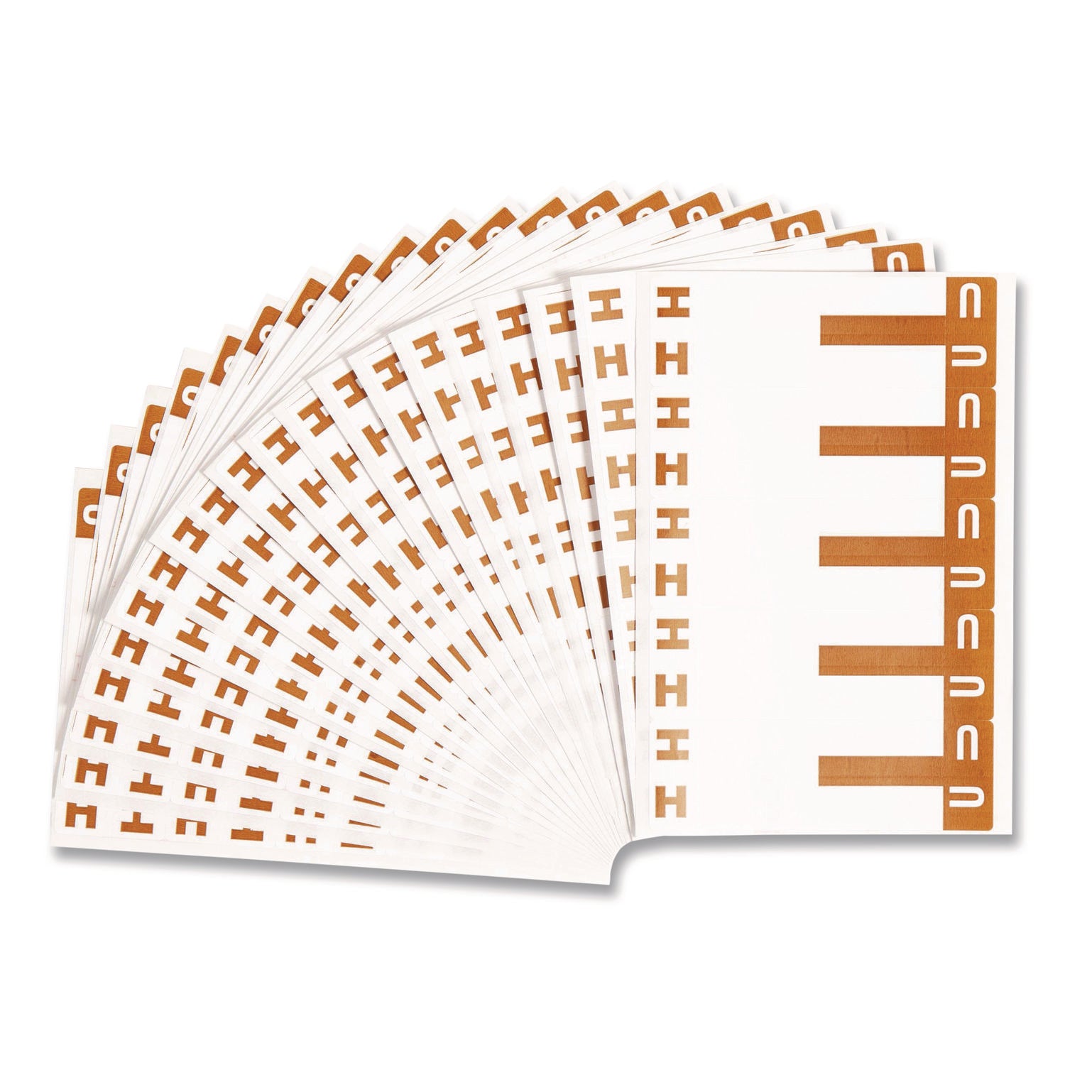 AlphaZ Color-Coded First Letter Combo Alpha Labels, H/U, 1.16 x 3.63, Dark Brown/White, 5/Sheet, 20 Sheets/Pack