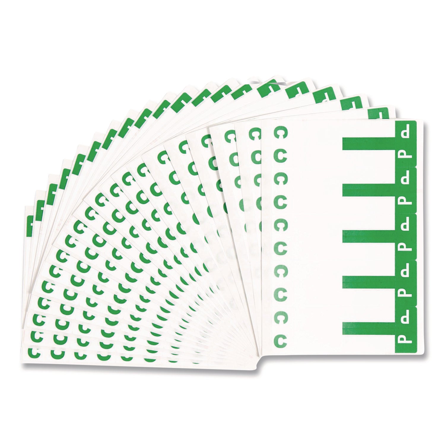 AlphaZ Color-Coded First Letter Combo Alpha Labels, C/P, 1.16 x 3.63, Dark Green/White, 5/Sheet, 20 Sheets/Pack