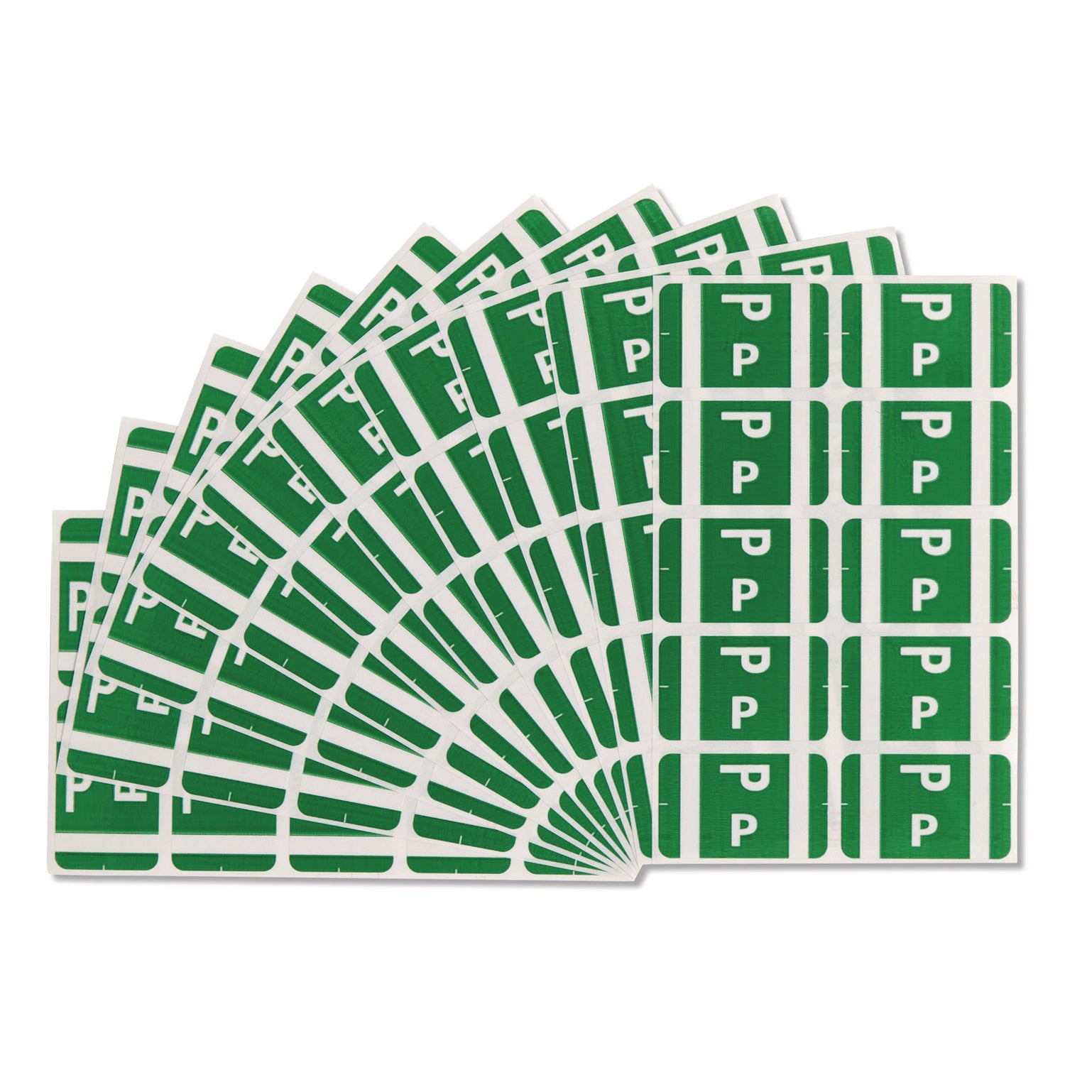 AlphaZ Color-Coded Second Letter Alphabetical Labels, P, 1 x 1.63, Dark Green, 10/Sheet, 10 Sheets/Pack