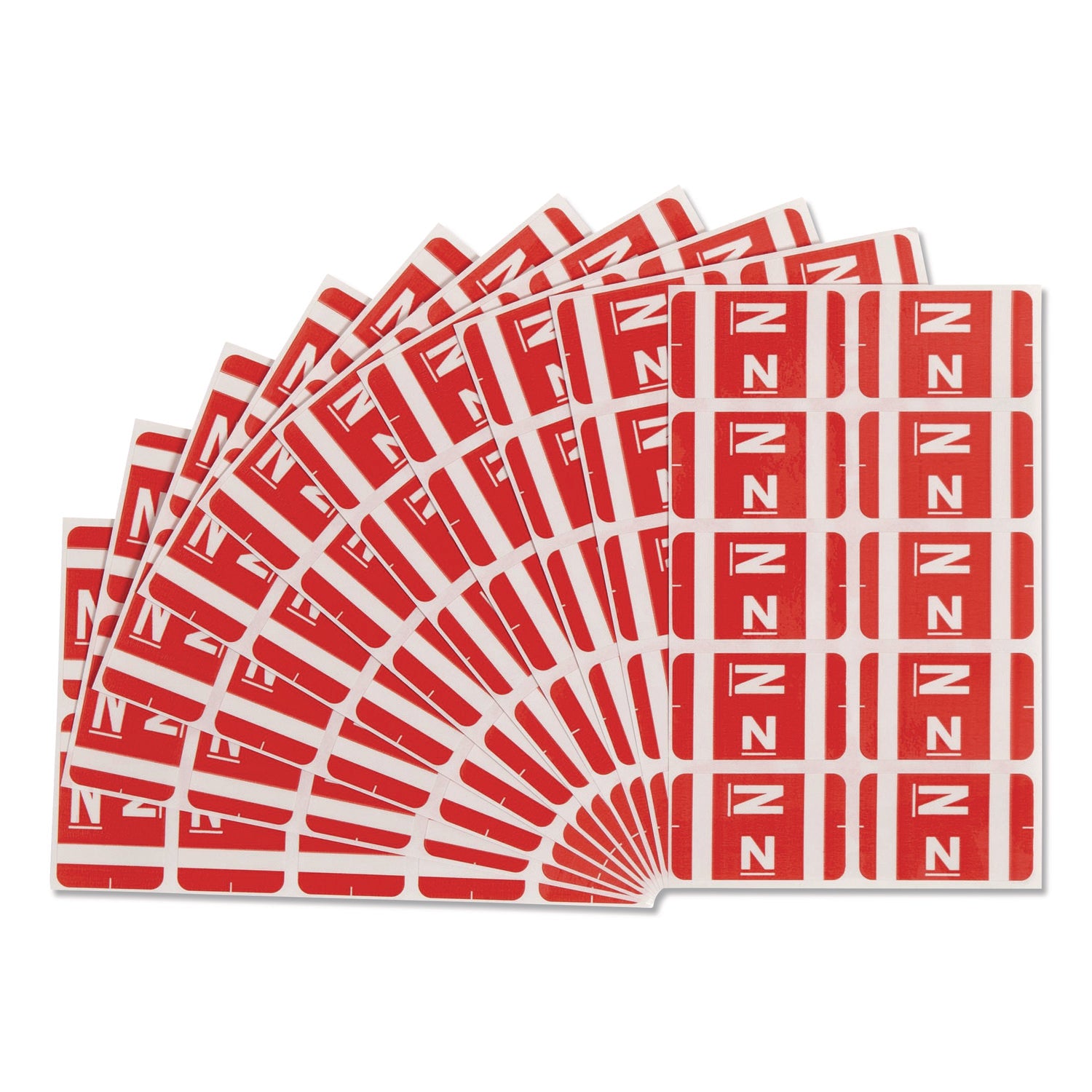 AlphaZ Color-Coded Second Letter Alphabetical Labels, N, 1 x 1.63, Red, 10/Sheet, 10 Sheets/Pack