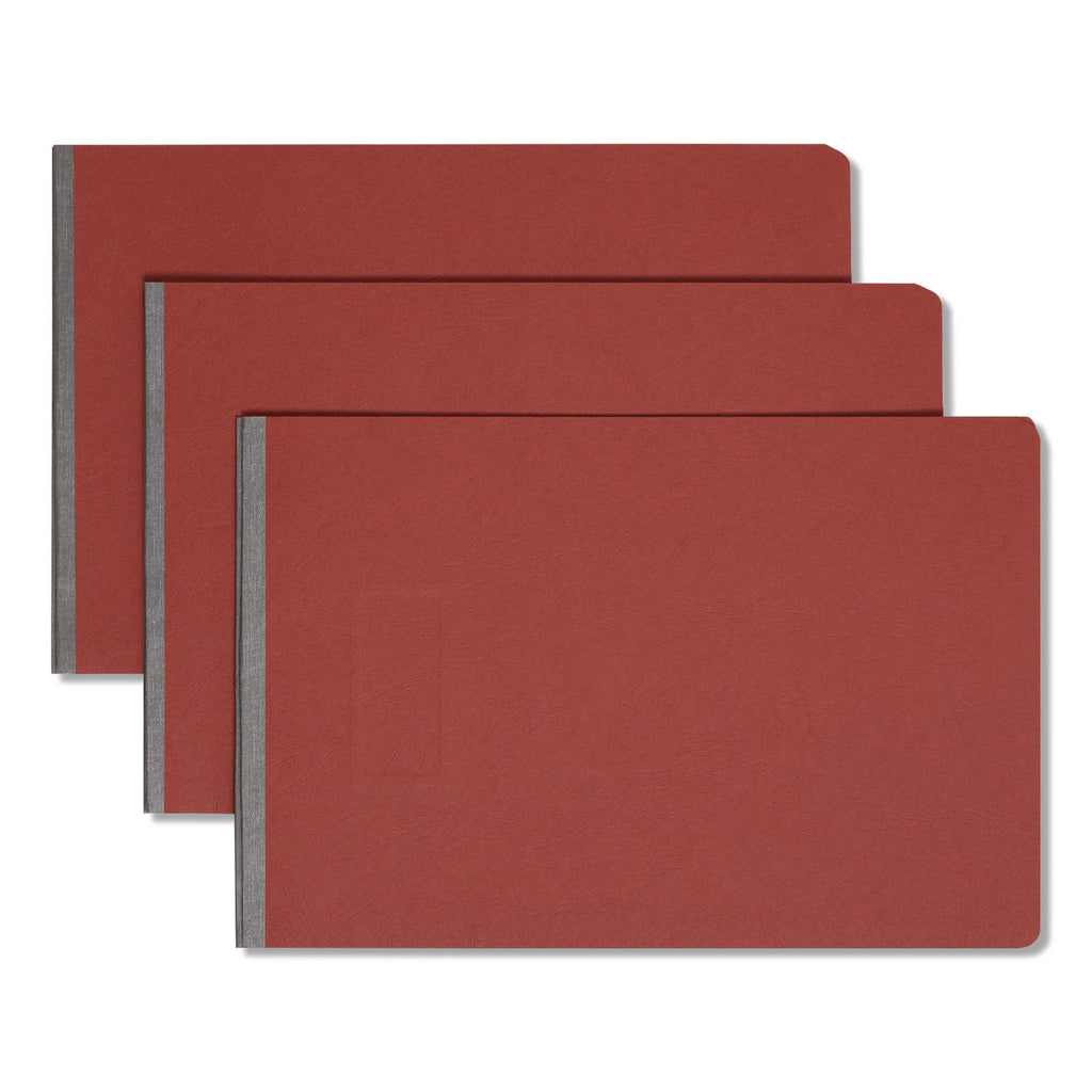 Prong Fastener Premium Pressboard Report Cover, Two-Piece Prong Fastener, 3" Capacity, 11 x 17, Red/Red