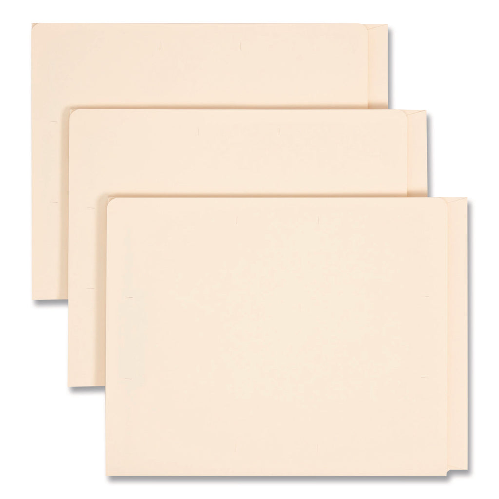 Heavyweight End Tab Fastener Folders, Interior Back-Cover Pocket, 0.75" Expansion, 2 Fasteners, Letter Size, Manila, 50/Box