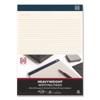 Notepads, Wide/Legal Rule, 50 Ivory 8.5 x 11.75 Sheets, 12/Pack