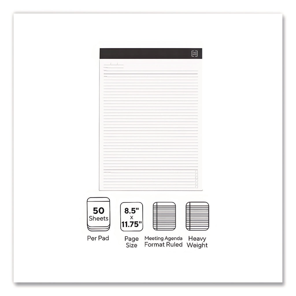 Notepads, Meeting-Minutes/Notes Format, 50 White 8.5 x 11.75 Sheets, 6/Pack
