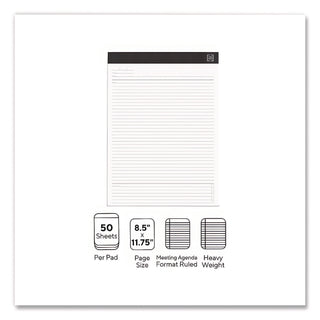 Notepads, Meeting-Minutes/Notes Format, 50 White 8.5 x 11.75 Sheets, 6/Pack