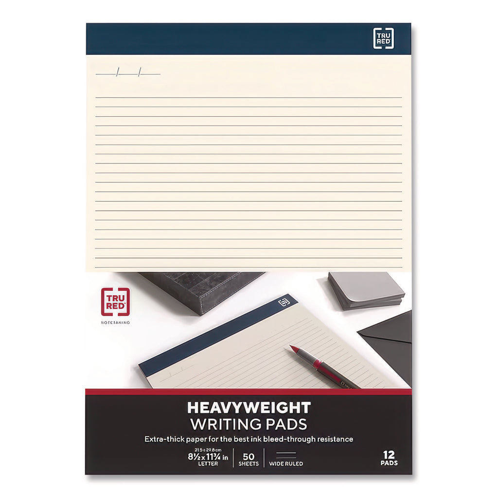 Notepads, Narrow Rule, 50 Ivory 8.5 x 11.75 Sheets, 12/Pack