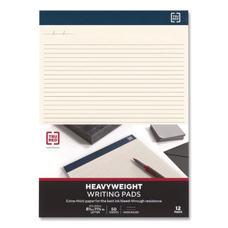Notepads, Narrow Rule, 50 Ivory 8.5 x 11.75 Sheets, 12/Pack