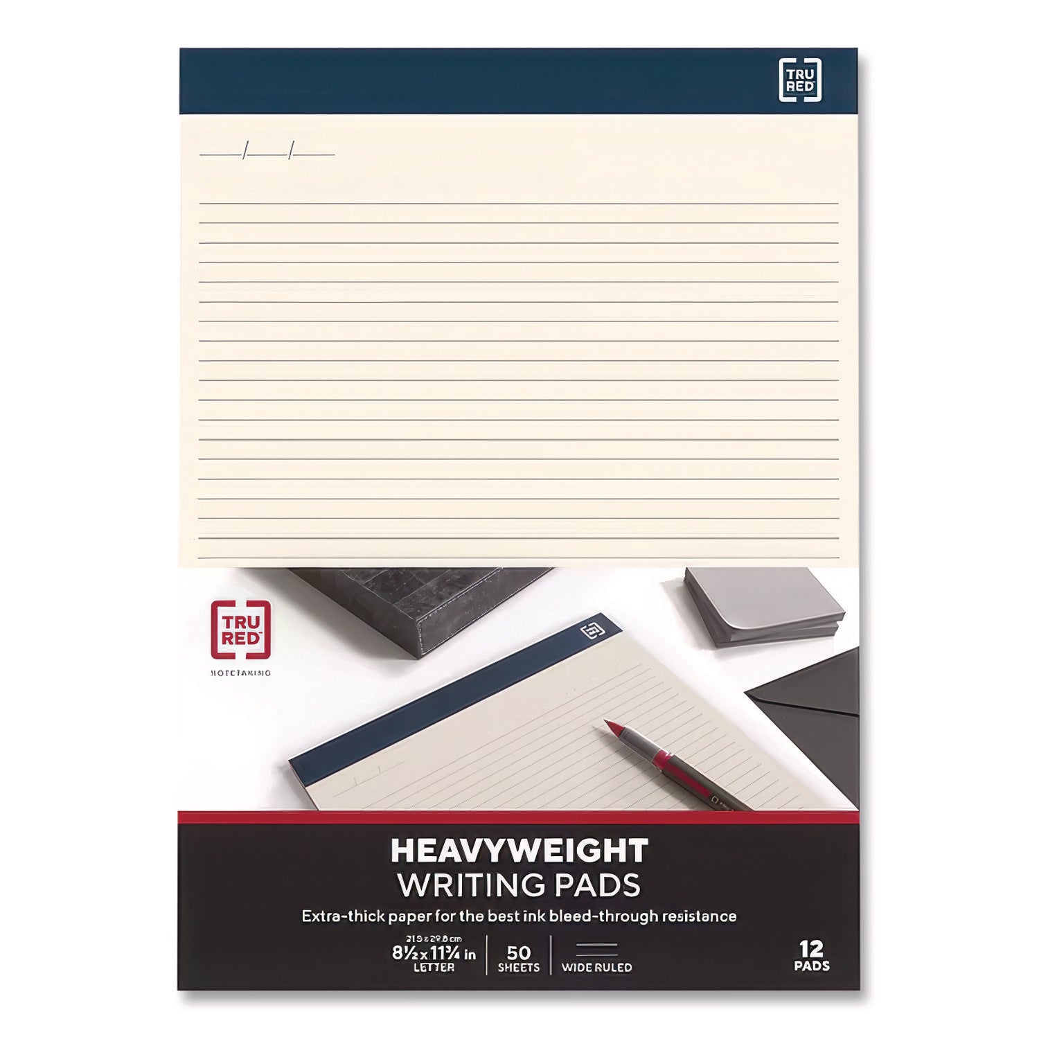 Notepads, Narrow Rule, 50 Ivory 8.5 x 11.75 Sheets, 12/Pack