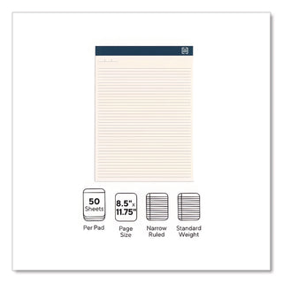 Notepads, Narrow Rule, 50 Ivory 8.5 x 11.75 Sheets, 12/Pack