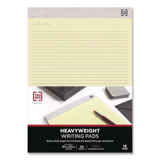 Notepads, Narrow Rule, 50 Canary-Yellow 8.5 x 11.75 Sheets, 12/Pack
