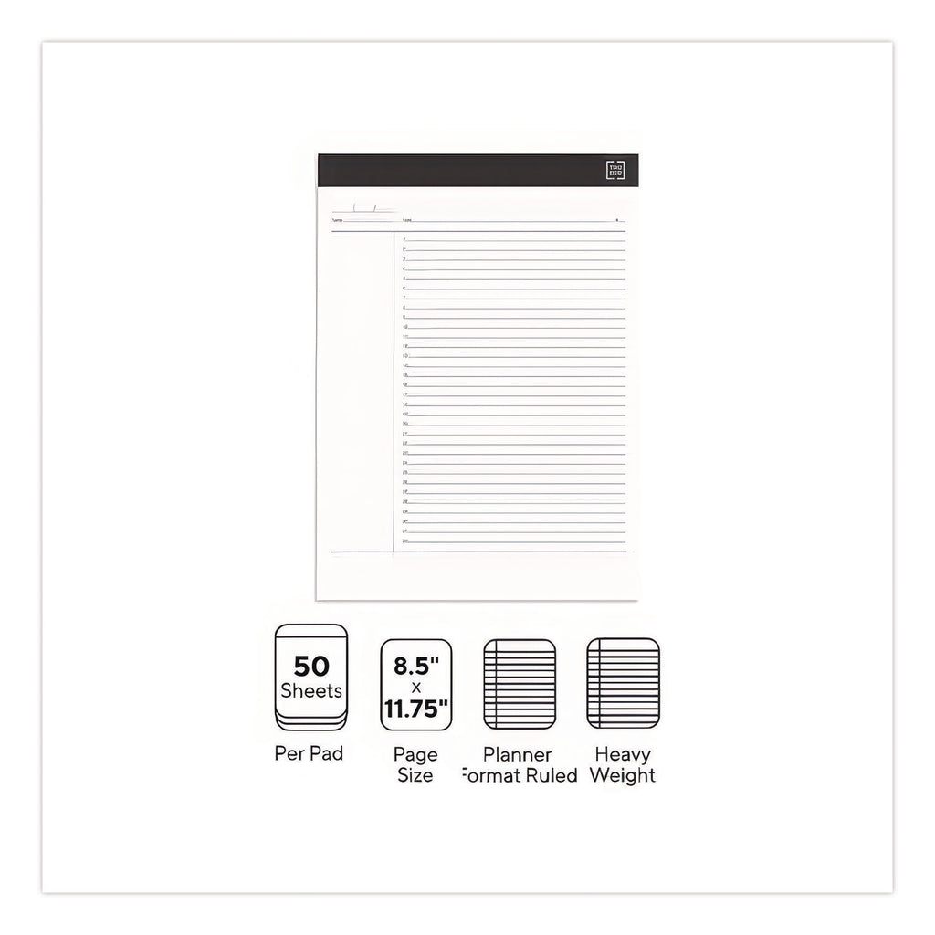 Notepads, Project-Management Format, 50 White 8.5 x 11.75 Sheets, 6/Pack