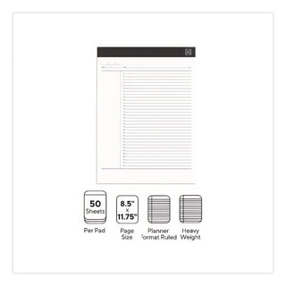 Notepads, Project-Management Format, 50 White 8.5 x 11.75 Sheets, 6/Pack