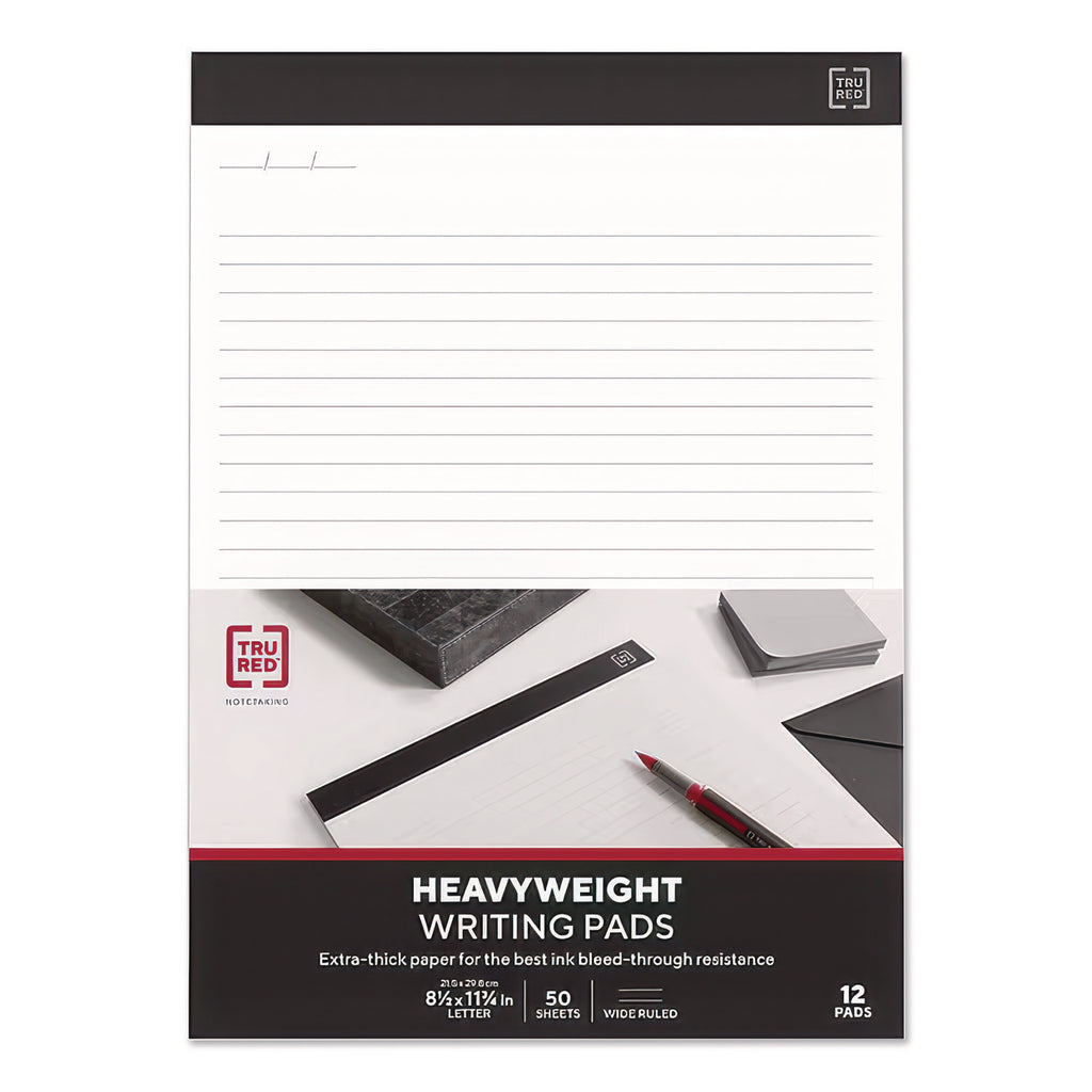 Notepads, Wide/Legal Rule, 50 White 8.5 x 11.75 Sheets, 12/Pack