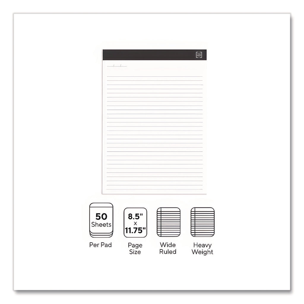 Notepads, Wide/Legal Rule, 50 White 8.5 x 11.75 Sheets, 12/Pack