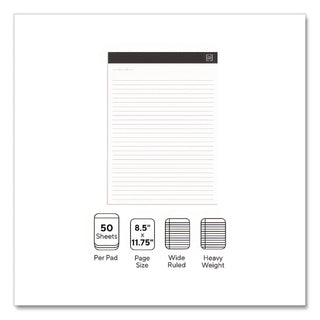 Notepads, Wide/Legal Rule, 50 White 8.5 x 11.75 Sheets, 12/Pack
