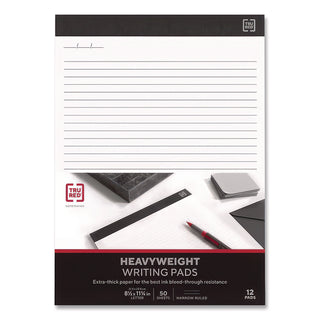 Notepads, Narrow Rule, 50 White 8.5 x 11.75 Sheets, 12/Pack