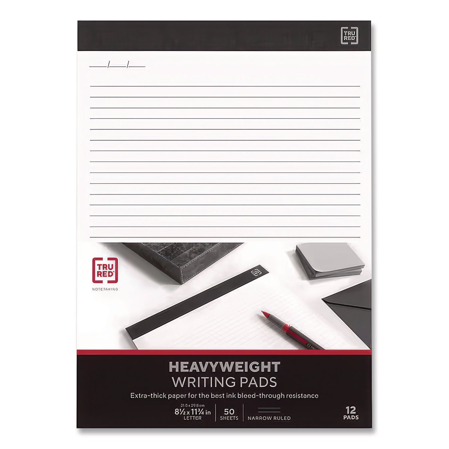 Notepads, Narrow Rule, 50 White 8.5 x 11.75 Sheets, 12/Pack