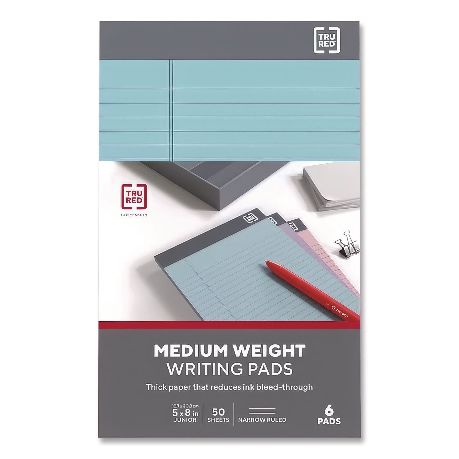 Notepads, Narrow Rule, 50 Assorted Pastel-Color 5 x 8 Sheets, 6/Pack