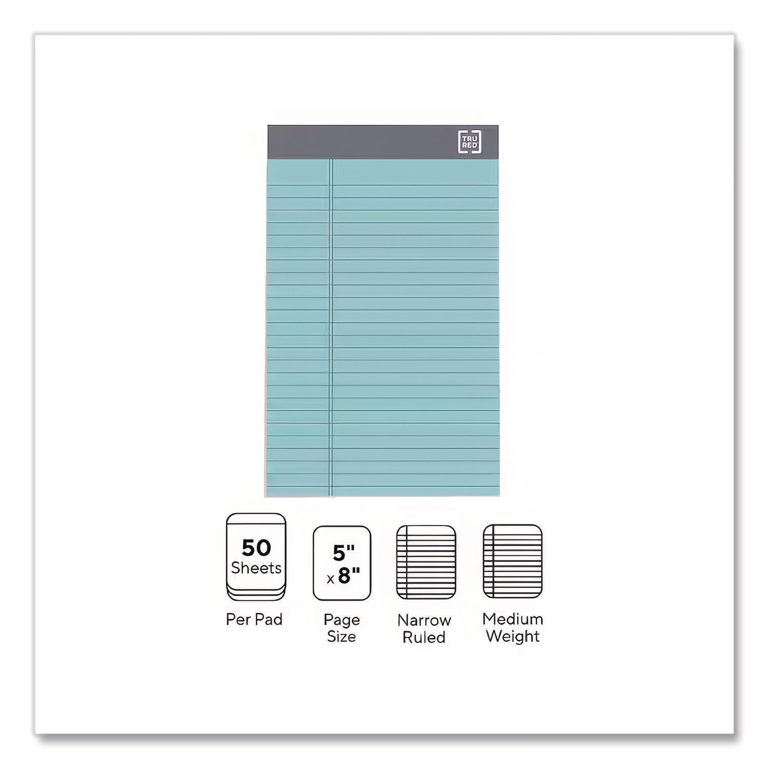 Notepads, Narrow Rule, 50 Assorted Pastel-Color 5 x 8 Sheets, 6/Pack