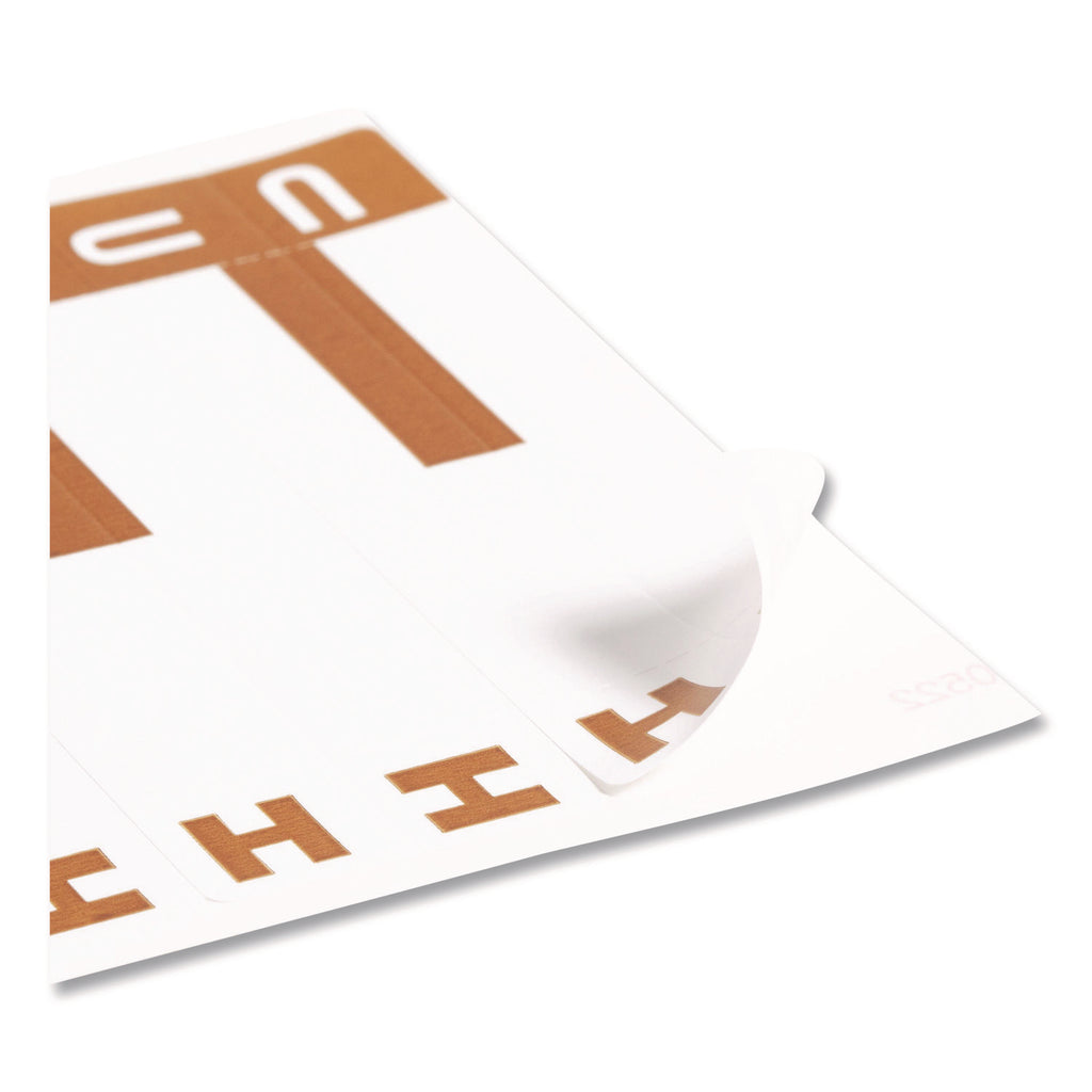 AlphaZ Color-Coded First Letter Combo Alpha Labels, H/U, 1.16 x 3.63, Dark Brown/White, 5/Sheet, 20 Sheets/Pack